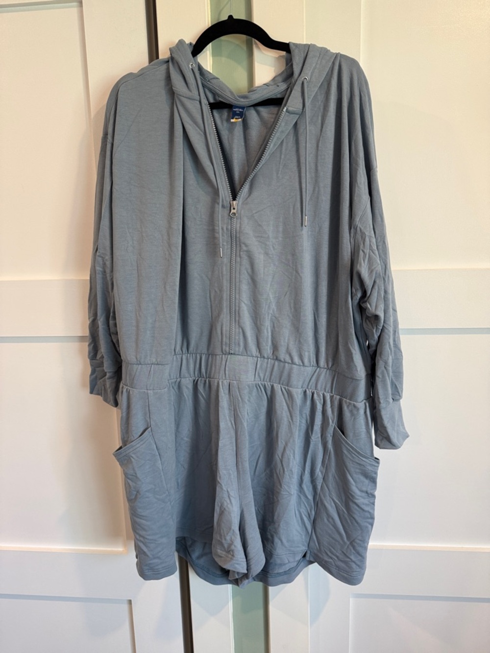 NWOT Women’s Light Blue Hooded One-Piece Romper